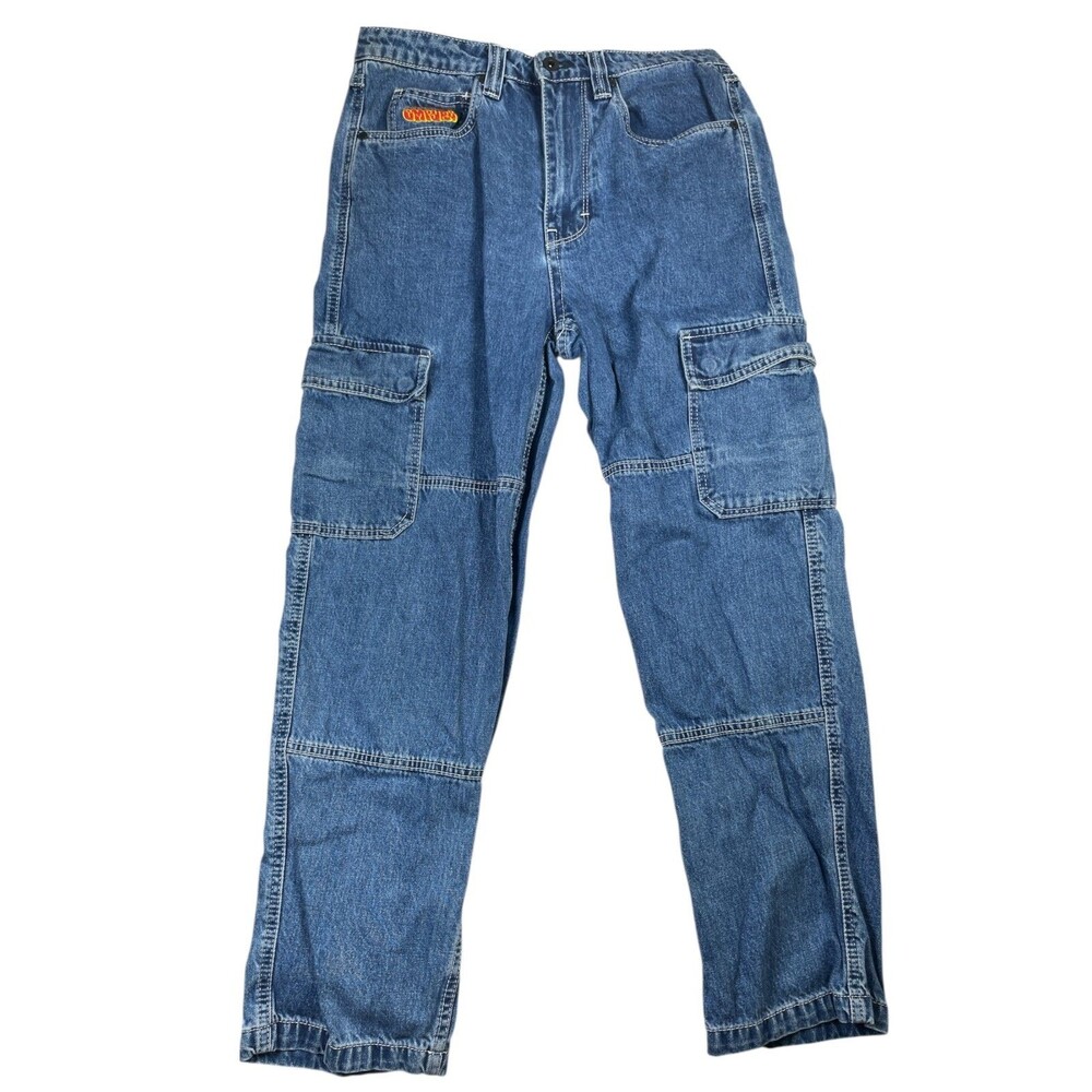 Empyre Cargo Jeans Men's 28‎ Blue Denim Cotton Medium Wash Mid-Rise Straight Leg